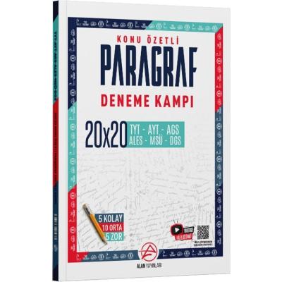 Alan Yayınları TYT AYT MSÜ AGS ALES DGS Paragraf Konu Özetli 20 x 20 Deneme Kampı
