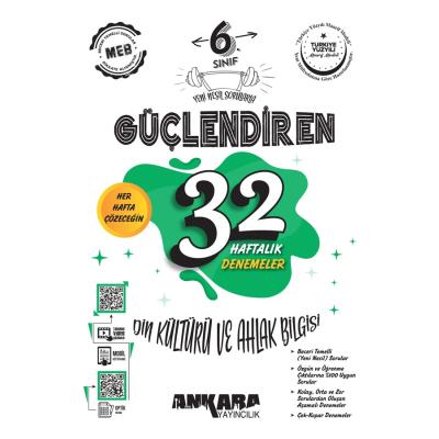 Ankara Yayıncılık 6. Sınıf Güçlendiren 32 Haftalık Din Kültürü ve Ahlak Bilgisi Kazanım Denemeleri