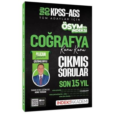 İndeks Akademi 2026 KPSS MEB-AGS Coğrafya ÖSYM nin İndeksi Çıkmış Sorular Son 15 Yıl Konu Konu Çözümlü - Alican Demir