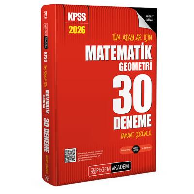 Pegem Yayınları 2026 KPSS Tüm Adaylar İçin Matematik-Geometri 30 Deneme Tamamı Çözümlü