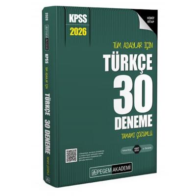 Pegem Yayınları 2026 KPSS Tüm Adaylar İçin Türkçe 30 Deneme Tamamı Çözümlü