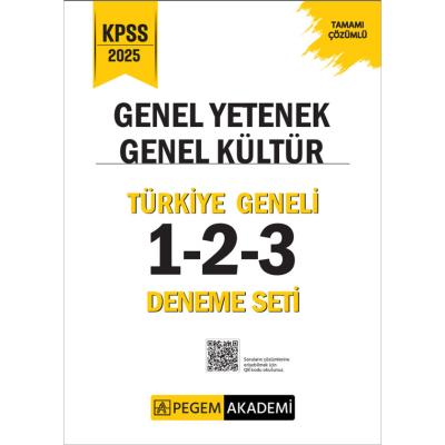 Pegem Yayınları 2025 KPSS Genel Yetenek Genel Kültür Tamamı Çözümlü Türkiye Geneli 1-2-3 (3'lü Deneme Seti)