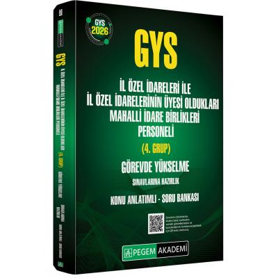 Pegem Yayınları 2026 GYS İl Özel İdareleri ile İl Özel İdarelerinin Üyesi Oldukları Mahalli İdare Birlikleri Personeli (4.Grup) Görevde Yükselme Sınavlarına Hazırlık Konu Anlatımlı Soru Bankası