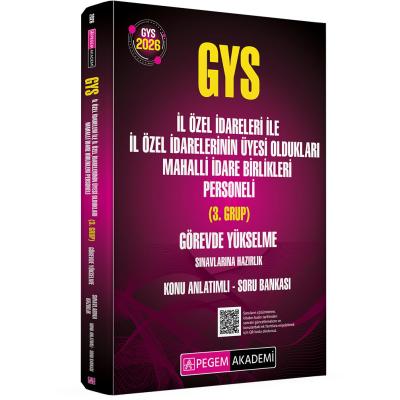 Pegem Yayınları 2026 GYS İl Özel İdareleri ile İl Özel İdarelerinin Üyesi Oldukları Mahalli İdare Birlikleri Personeli (3.Grup) Görevde Yükselme Sınavlarına Hazırlık Konu Anlatımlı Soru Bankası