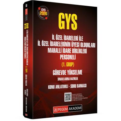 Pegem Yayınları 2026 GYS İl Özel İdareleri ile İl Özel İdarelerinin Üyesi Oldukları Mahalli İdare Birlikleri Personeli (1.Grup) Görevde Yükselme Sınavlarına Hazırlık Konu Anlatımlı Soru Bankası
