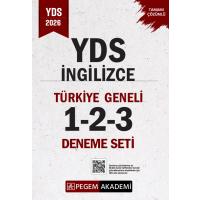 Pegem Yayınları 2026 YDS İngilizce Tamamı Çözümlü Türkiye Geneli 1-2-3 (3'lü Deneme Seti)