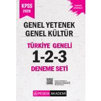 Pegem Yayınları 2026 KPSS Genel Yetenek Genel Kültür Tamamı Çözümlü Türkiye Geneli 1-2-3 (3'lü Deneme Seti)