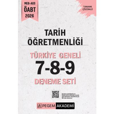 Pegem Yayınları 2026 MEB AGS ÖABT Tarih Öğretmenliği Tamamı Çözümlü Türkiye Geneli 7-8-9 (3'lü Deneme Seti)