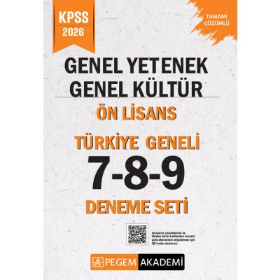 Pegem Yayınları 2026 KPSS Genel Yetenek Genel Kültür Lise-Ön Lisans Tamamı Çözümlü Türkiye Geneli 7-8-9 (3'lü Deneme Seti)