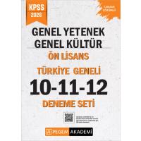 Pegem Yayınları 2026 KPSS Genel Yetenek Genel Kültür Ön Lisans Tamamı Çözümlü Türkiye Geneli 10-11-12 (3'lü Deneme Seti)