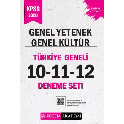 Pegem Yayınları 2026 KPSS Genel Yetenek Genel Kültür Tamamı Çözümlü Türkiye Geneli 10-11-12 (3'lü Deneme Seti)