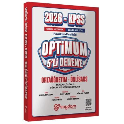 Saydam Yayınları 2026 KPSS Lise Ortaöğretim Ön Lisans Optimum 5 Deneme Fasikül Çözümlü