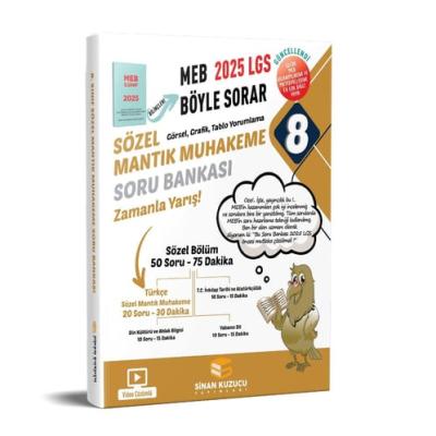 Sinan Kuzucu Yayınları LGS 8. Sınıf 2025 MEB Böyle Sorar Sözel Mantık Muhakeme Soru Bankası Video Çözümlü