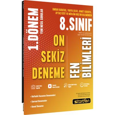 Startfen Yayınları LGS 8. Sınıf 1. Dönem 18 Fen Bilimleri Denemeleri