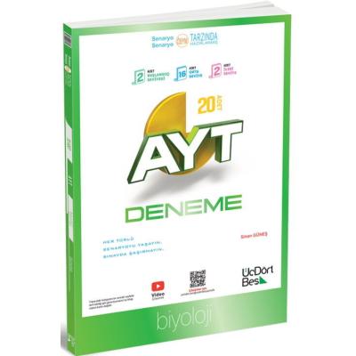 Üç Dört Beş Yayınları AYT Biyoloji 20 Deneme