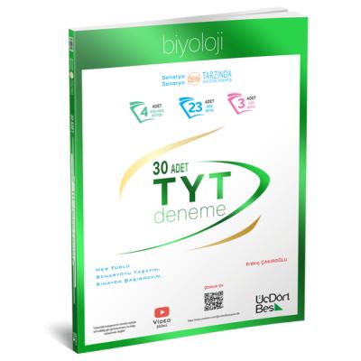 Üç Dört Beş Yayınları 2025 TYT Biyoloji 30 Deneme