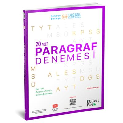 Üç Dört Beş Yayınları 2025 TYT AYT KPSS MSÜ ALES DGS 20 Adet Paragraf Denemesi