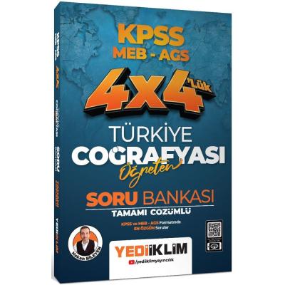 Yediiklim Yayınları 2025 KPSS MEB AGS 4X4 Öğreten Türkiye Coğrafyası Tamamı Çözümlü Soru Bankası