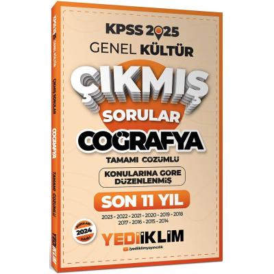 Yediiklim Yayınları 2025 KPSS Genel Kültür Lisans Coğrafya Konularına Göre Tamamı Çözümlü Son 11 Yıl Çıkmış Sorular