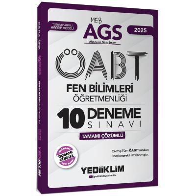 Yediiklim Yayınları 2025 MEB AGS ÖABT Fen Bilimleri Öğretmenliği Tamamı Çözümlü 10 Deneme Sınavı