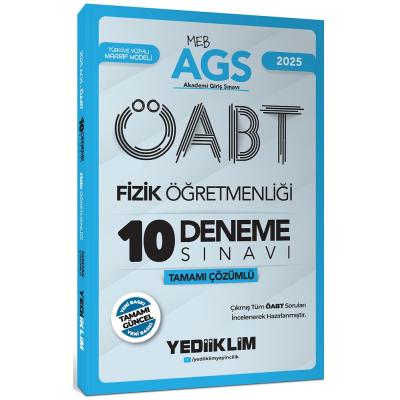 Yediiklim Yayınları 2025 MEB AGS ÖABT Fizik Öğretmenliği Tamamı Çözümlü 10 Deneme Sınavı