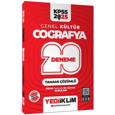 Yediiklim Yayınları 2025 KPSS Genel Kültür Coğrafya Tamamı Çözümlü 20 Deneme