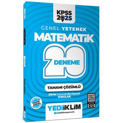 Yediiklim Yayınları 2025 KPSS Genel Yetenek Matematik Tamamı Çözümlü 20 Deneme