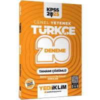 Yediiklim Yayınları 2025 KPSS Genel Yetenek Türkçe Tamamı Çözümlü 20 Deneme