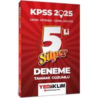 Yediiklim Yayınları 2025 KPSS Genel Yetenek Genel Kültür Tamamı Çözümlü Süper 5 Deneme