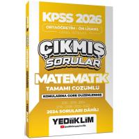 Yediiklim Yayınları KPSS 2026 Ortaöğretim-Önlisans Matematik Konularına Göre Çıkmış Sorular 2024 soruları dahil