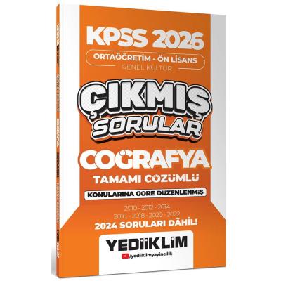 Yediiklim Yayınları KPSS 2026 Ortaöğretim-Önlisans Coğrafya Konularına Göre Çıkmış Sorular 2024 soruları dahil