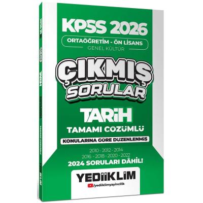 Yediiklim Yayınları KPSS 2026 Ortaöğretim-Önlisans Tarih Konularına Göre Çıkmış Sorular 2024 soruları dahil