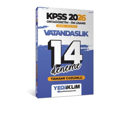 Yediiklim Yayınları 2026 KPSS Ortaöğretim Ön Lisans Genel Kültür Vatandaşlık Tamamı Çözümlü 14 Deneme