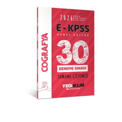 Yediiklim Yayınları 2026 E KPSS Tüm Adaylar İçin Genel Kültür Coğrafya Tamamı Çözümlü 30 Deneme Sınavı