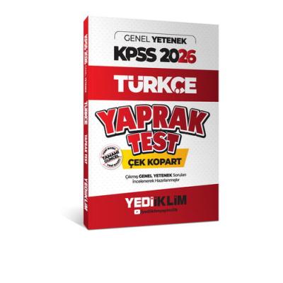 Yediiklim Yayınları 2026 KPSS Genel Yetenek Türkçe Çek Kopart Yaprak Test