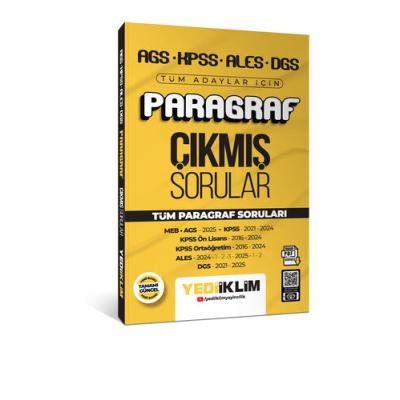 Yediiklim Yayınları AGS KPSS ALES DGS Tüm Adaylar İçin Paragraf Tamamı Çözümlü Tüm Paragraf Soruları Çıkmış Sorular
