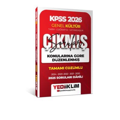 Yediiklim Yayınları 2026 KPSS Genel Kültür Konularına Göre Düzenlenmiş Tamamı Çözümlü Çıkmış Sorular