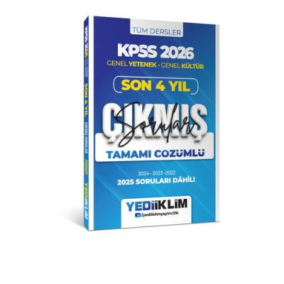Yediiklim 2026 KPSS Genel Yetenek Genel Kültür Son 4 Yıl Tamamı Çözümlü Çıkmış Sorular