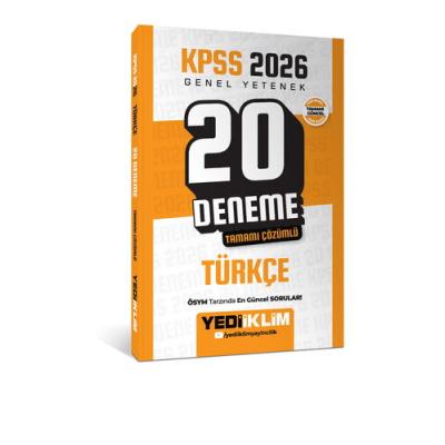 Yediiklim Yayınları KPSS 2026 Genel Yetenek Türkçe Tamamı Çözümlü 20 Deneme