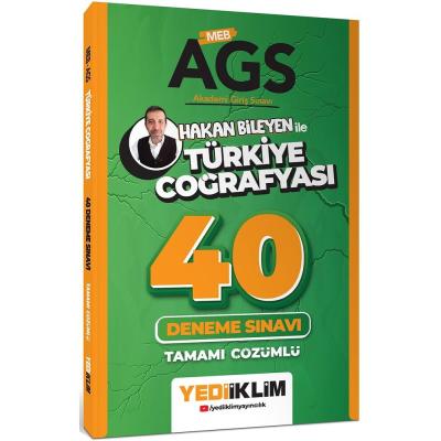 Yediiklim Yayınları MEB AGS Hakan Bileyen ile Türkiye Coğrafyası Tamamı Çözümlü 40 Deneme Sınavı