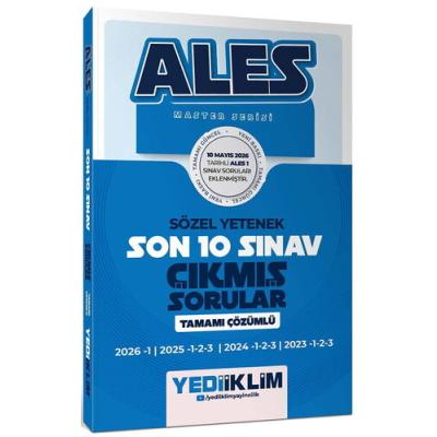 Yediiklim Yayınları ALES Master Serisi Sözel Yetenek Tamamı Çözümlü Son 10 Sınav Çıkmış Sorular (10 Mayıs 2026 Ales-1 Ekli)