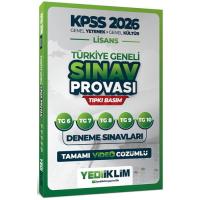 Yediiklim 2026 KPSS Lisans GY-GK Türkiye Geneli Sınav Provası Tıpkı Basım 6-7-8-9-10 Deneme Sınavları Tamamı Video Çözümlü