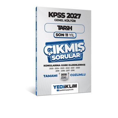 Yediiklim Yayınları 2027 KPSS Genel Kültür Tarih Konularına Göre Tamamı Çözümlü Son 11 Yıl Çıkmış Sorular