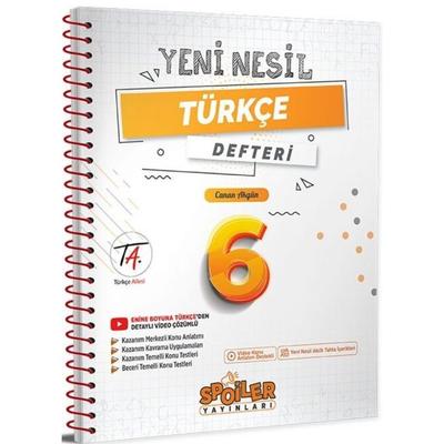 Spoiler Yayınları 6. Sınıf Türkçe Yeni Nesil Defter