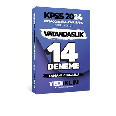 Yediiklim Yayınları 2024 KPSS Ortaöğretim - Ön Lisans Genel Kültür Vatandaşlık Tamamı Çözümlü 14 Deneme